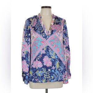 Alice & Trixie Silk Floral Blouse Size L NWT 100% Silk Made in USA